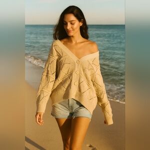 SMASH&TESS Tan Cardigan sweater XL.